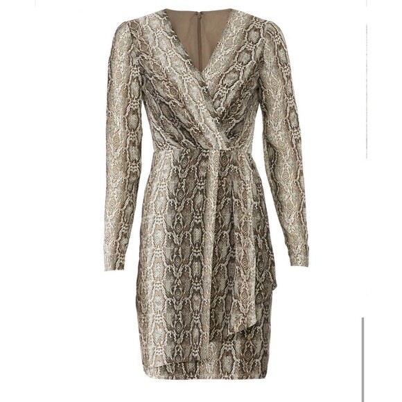 Slate & Willow Faux Python Wrap Style Mini Dress Sz 4 - Picture 1 of 5